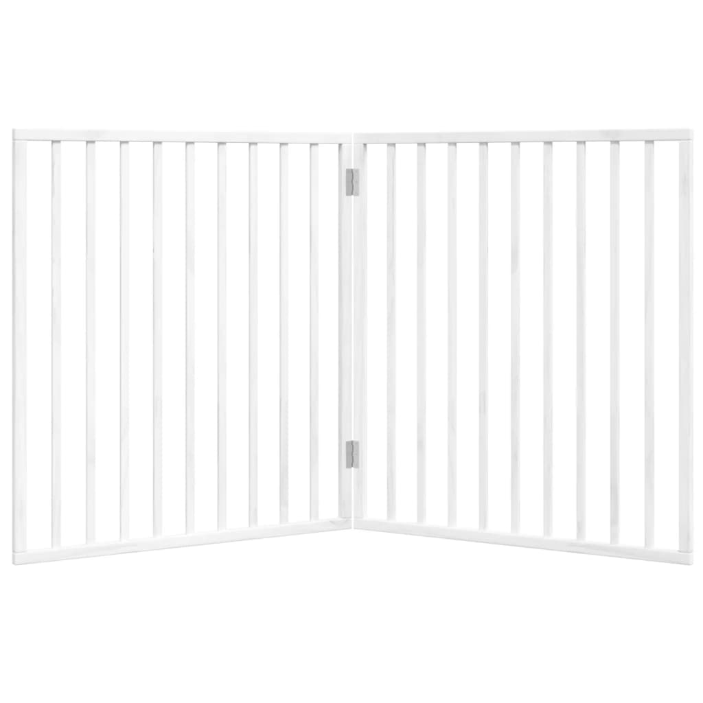 Brána pre psa skladacia 2 panely biela 160 cm topoľové drevo