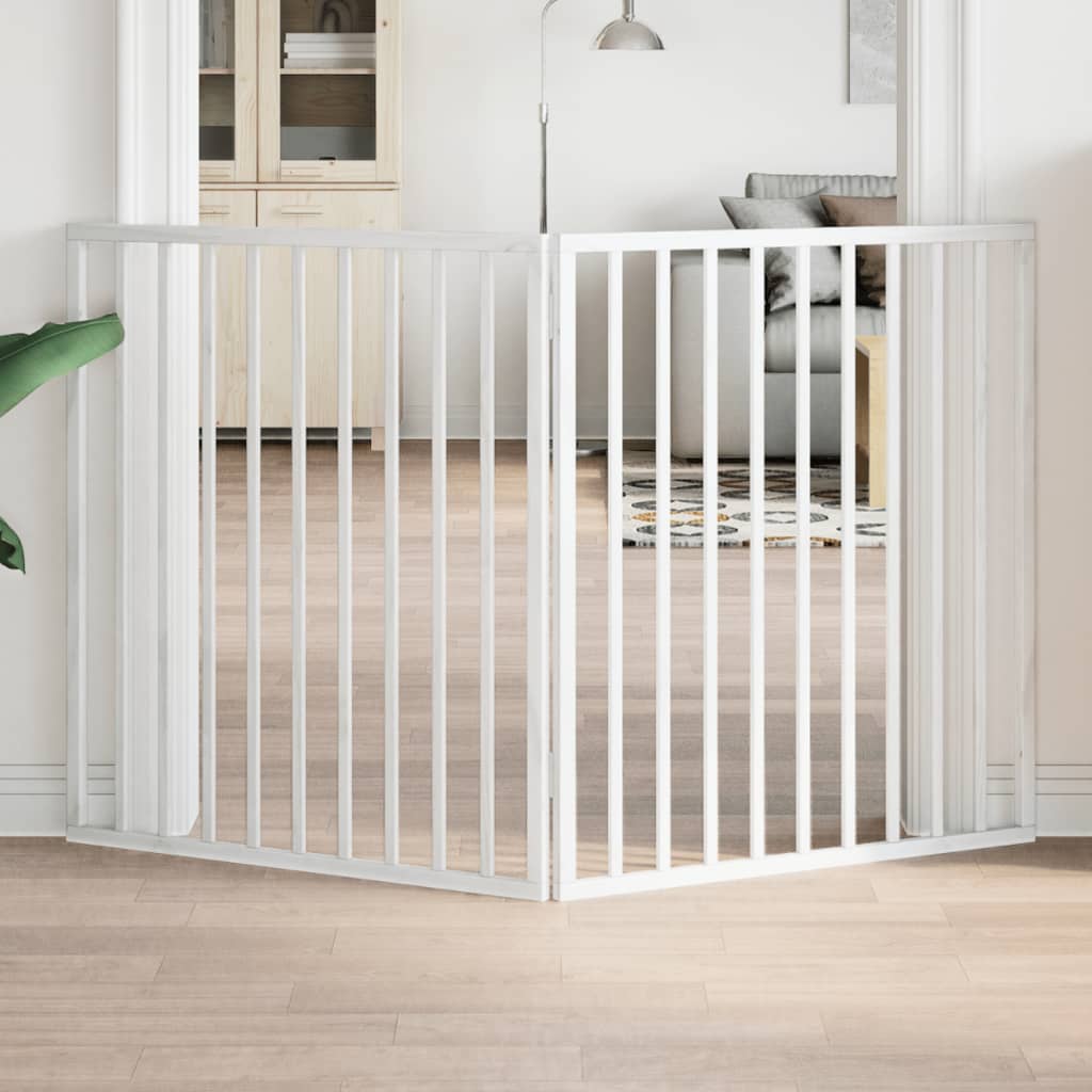 Brána pre psa skladacia 2 panely biela 160 cm topoľové drevo