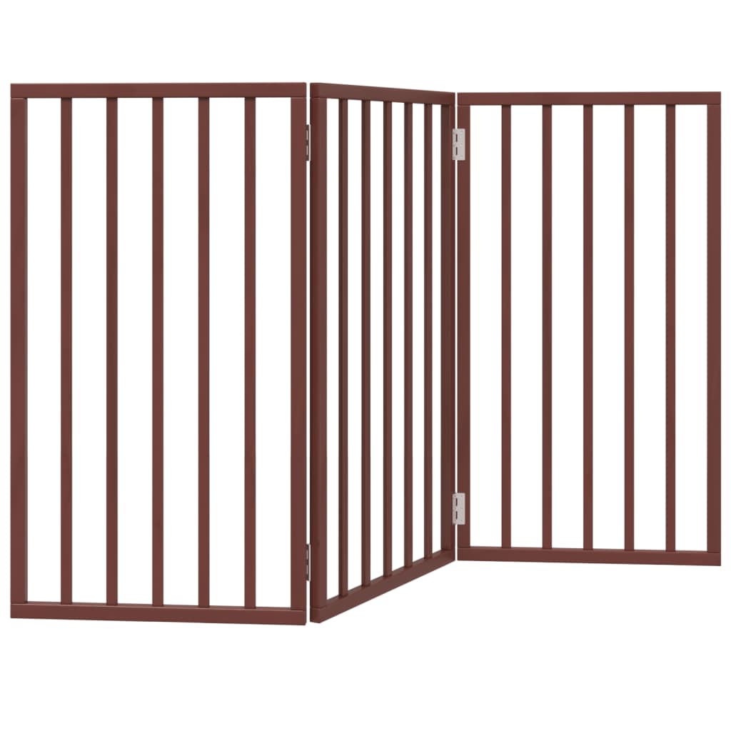 Brána pre psa skladacia 3 panely hnedá 150 cm topoľové drevo