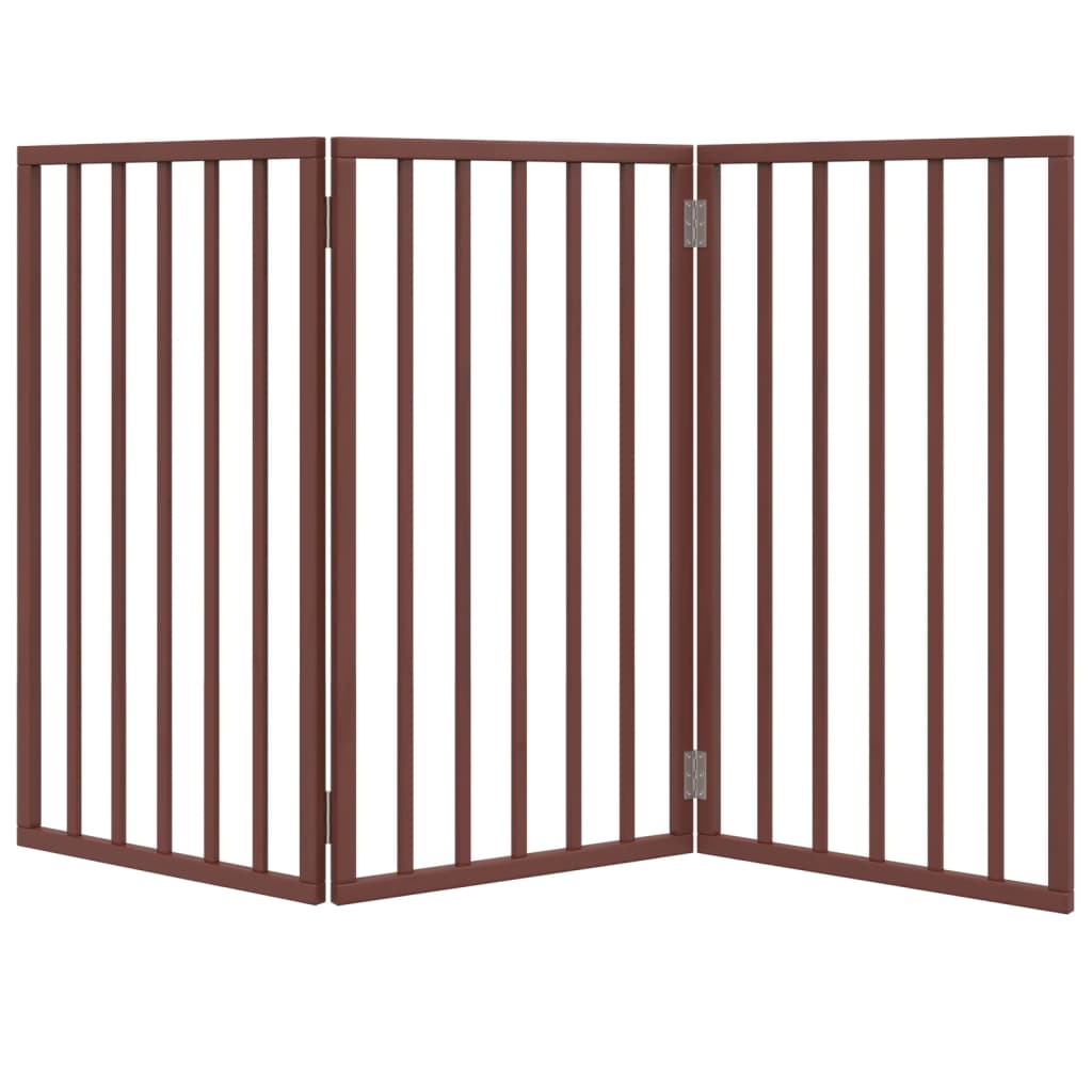 Brána pre psa skladacia 3 panely hnedá 150 cm topoľové drevo