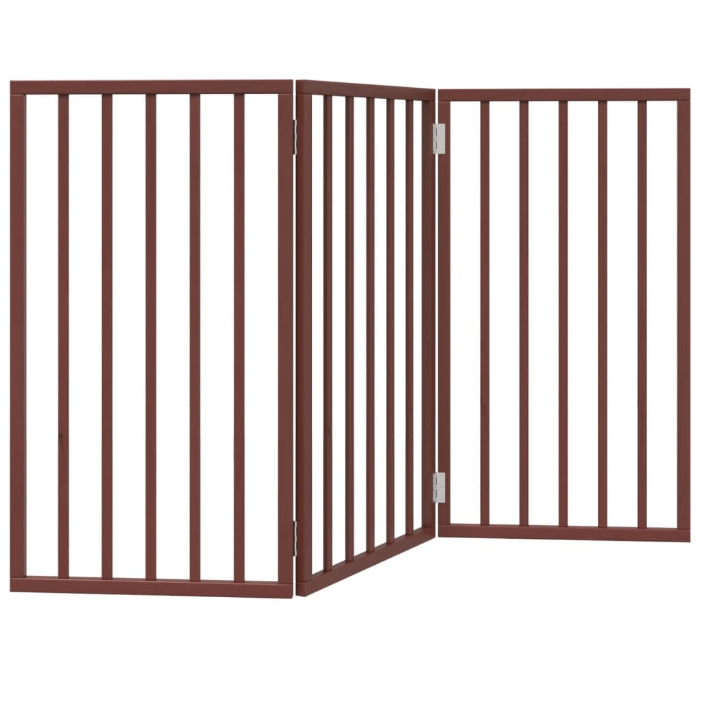 Brána pre psa skladacia 3 panely hnedá 150 cm topoľové drevo