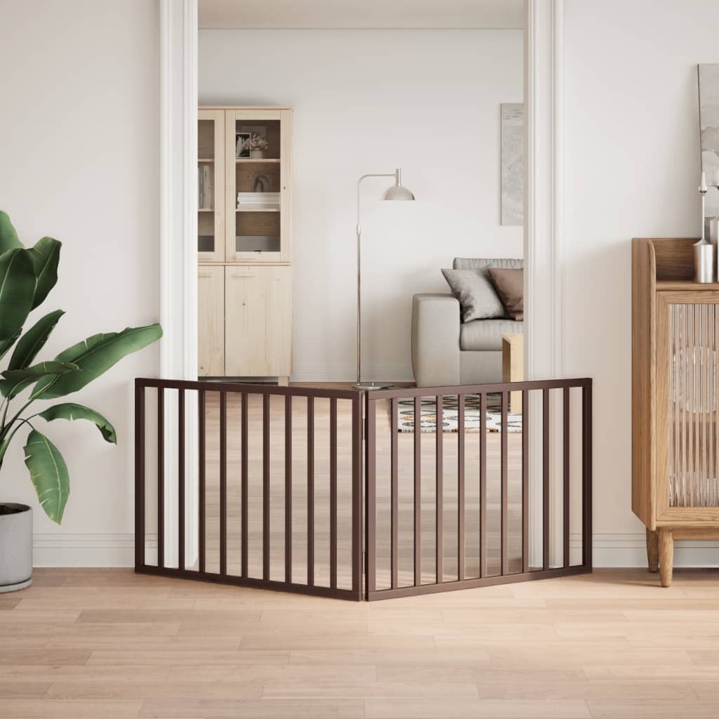 Brána pre psa skladacia 2 panely hnedá 160 cm topoľové drevo