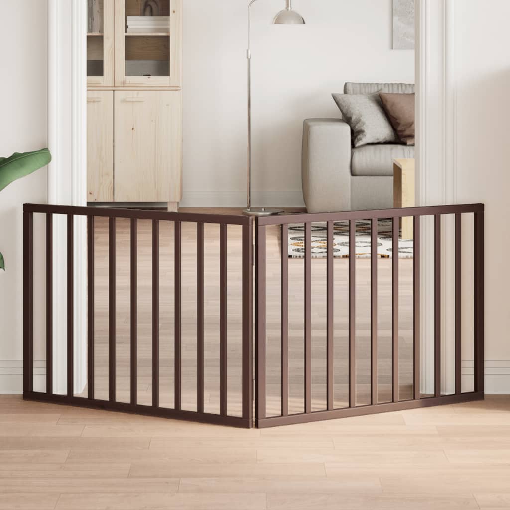 Brána pre psa skladacia 2 panely hnedá 160 cm topoľové drevo