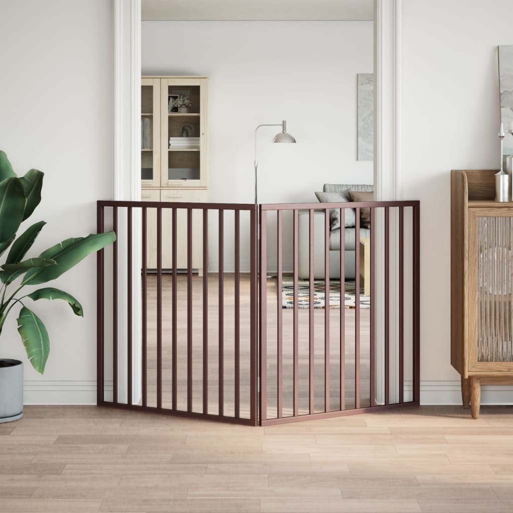 Brána pre psa skladacia 2 panely hnedá 160 cm topoľové drevo