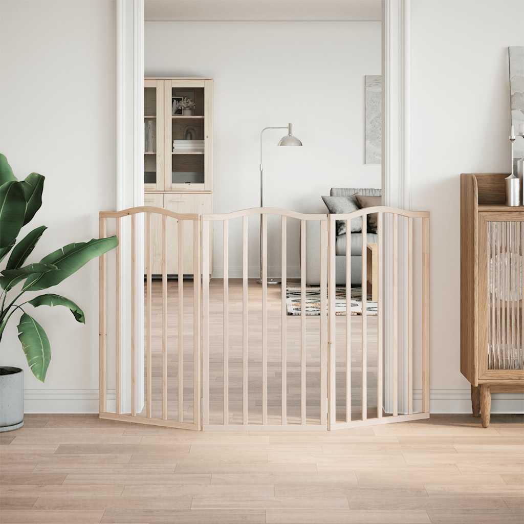 Brána pre psa skladacia 3 panely 150 cm topoľové drevo
