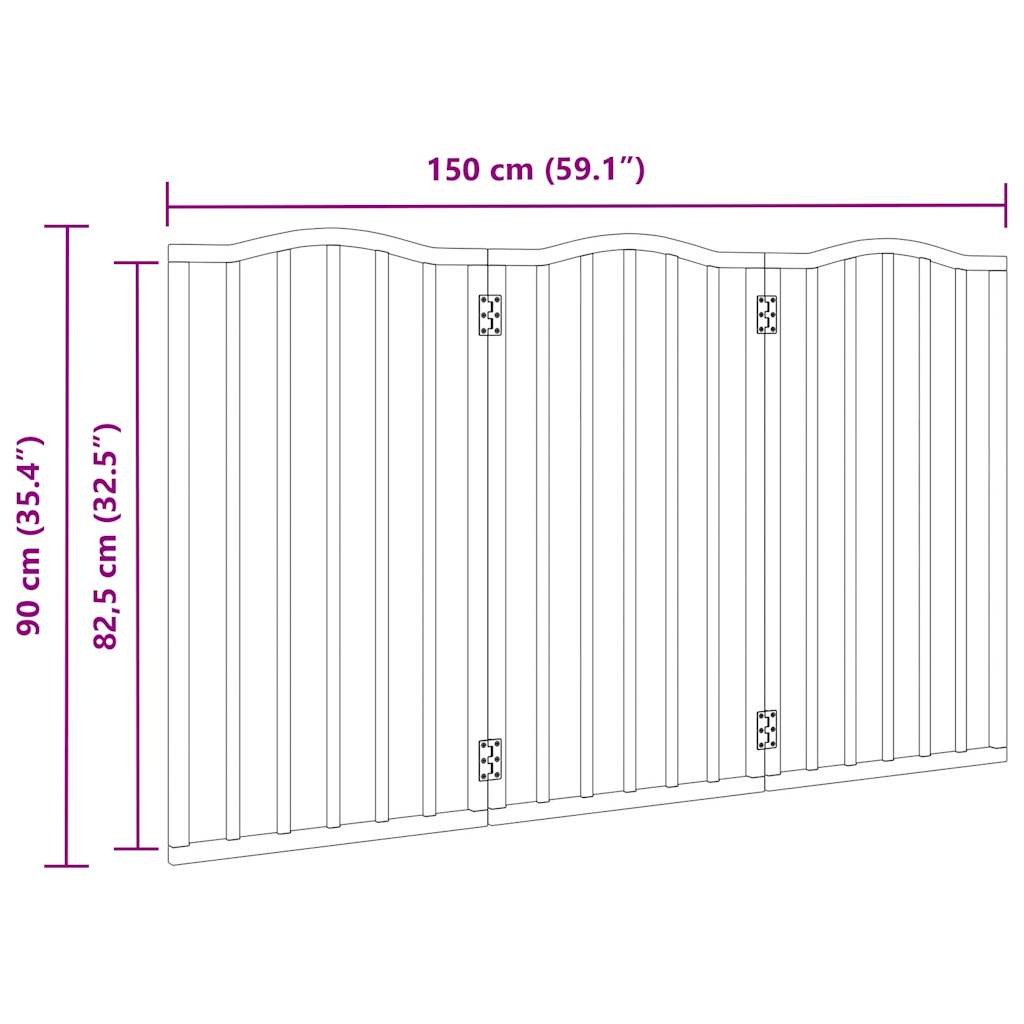 Brána pre psa skladacia 3 panely 150 cm topoľové drevo