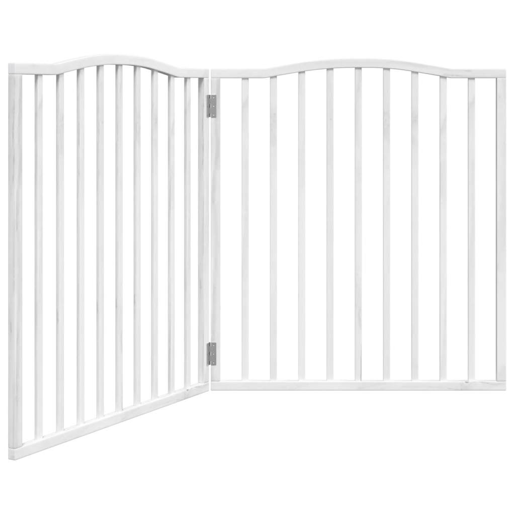 Brána pre psa skladacia 2 panely biela 160 cm topoľové drevo