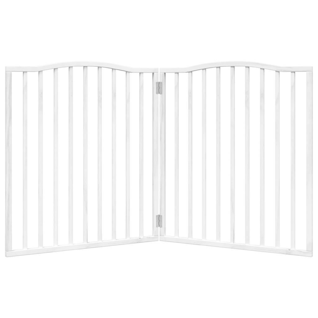 Brána pre psa skladacia 2 panely biela 160 cm topoľové drevo