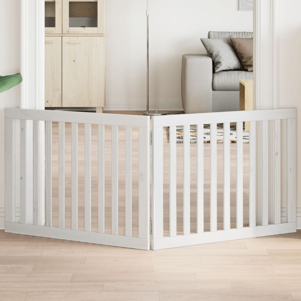 Brána pre psa skladacia 2 panely biela 160 cm topoľové drevo