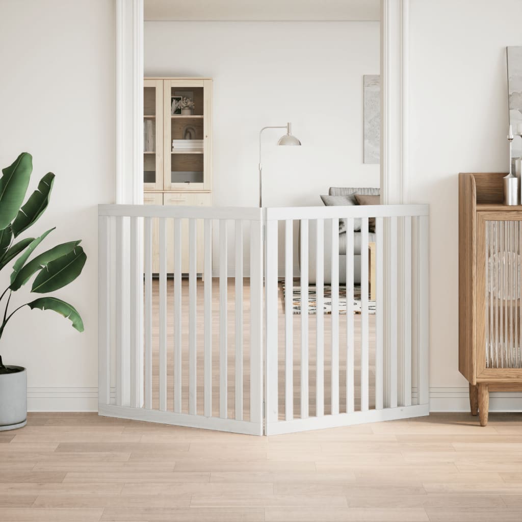 Brána pre psa skladacia 2 panely biela 160 cm topoľové drevo