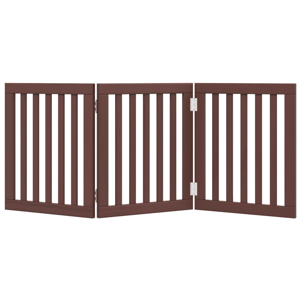 Brána pre psa skladacia 3 panely hnedá 150 cm topoľové drevo