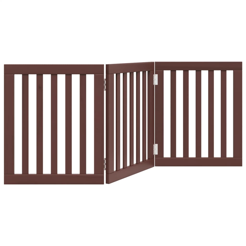 Brána pre psa skladacia 3 panely hnedá 150 cm topoľové drevo