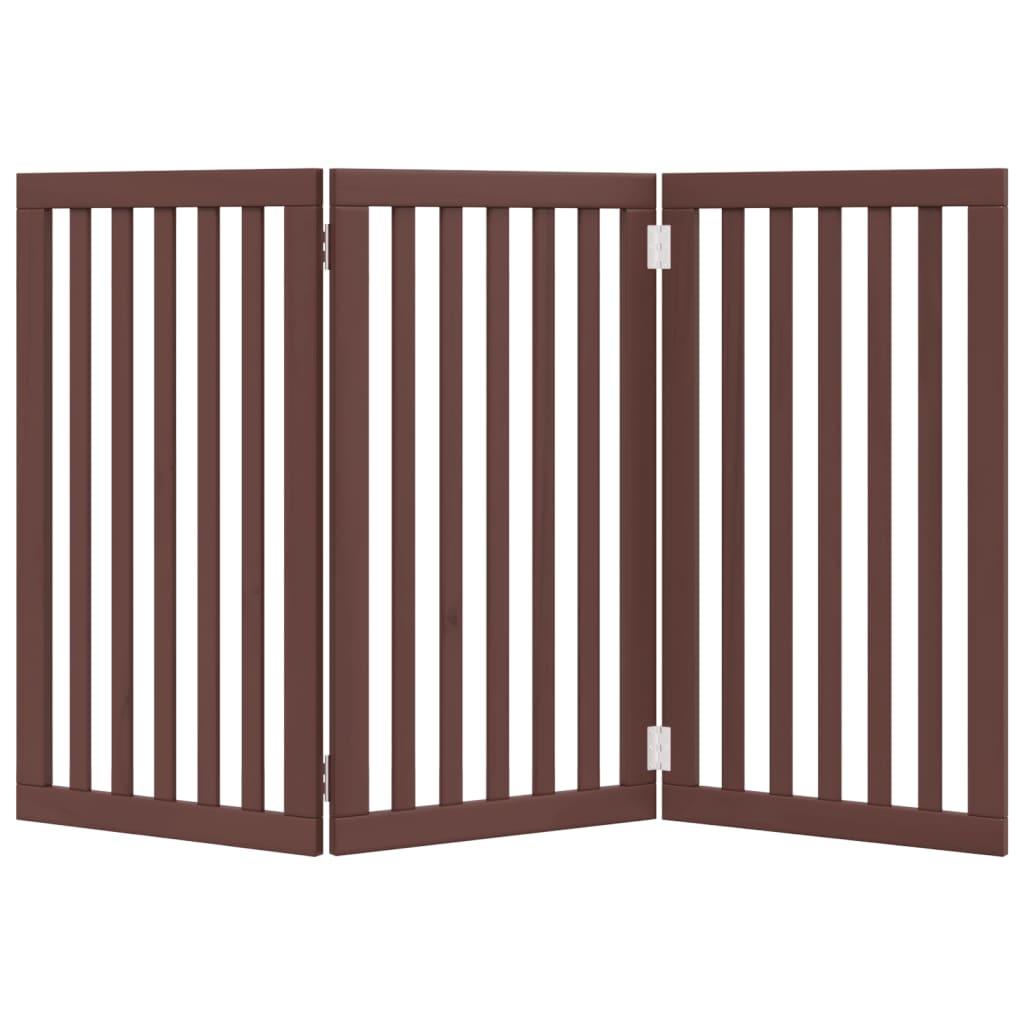 Brána pre psa skladacia 3 panely hnedá 150 cm topoľové drevo