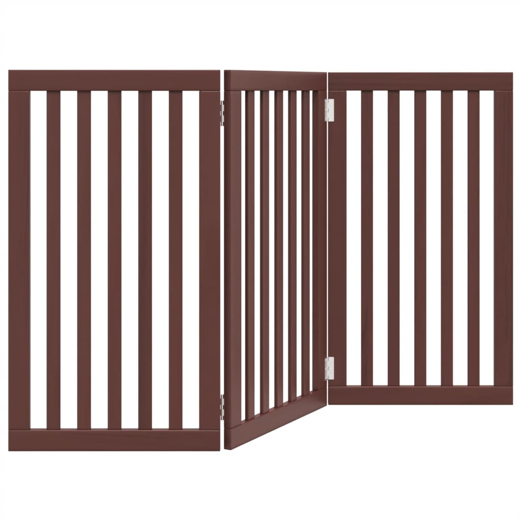 Brána pre psa skladacia 3 panely hnedá 150 cm topoľové drevo