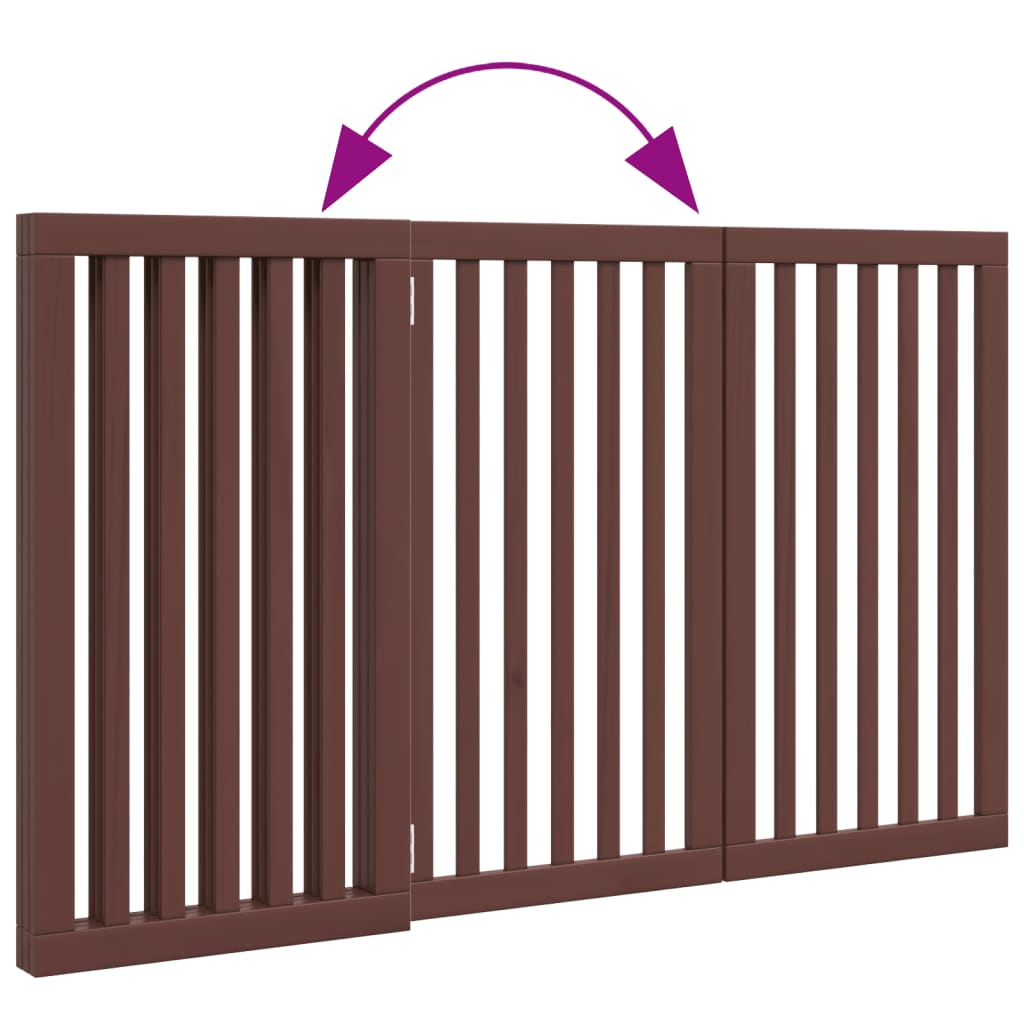 Brána pre psa skladacia 3 panely hnedá 150 cm topoľové drevo