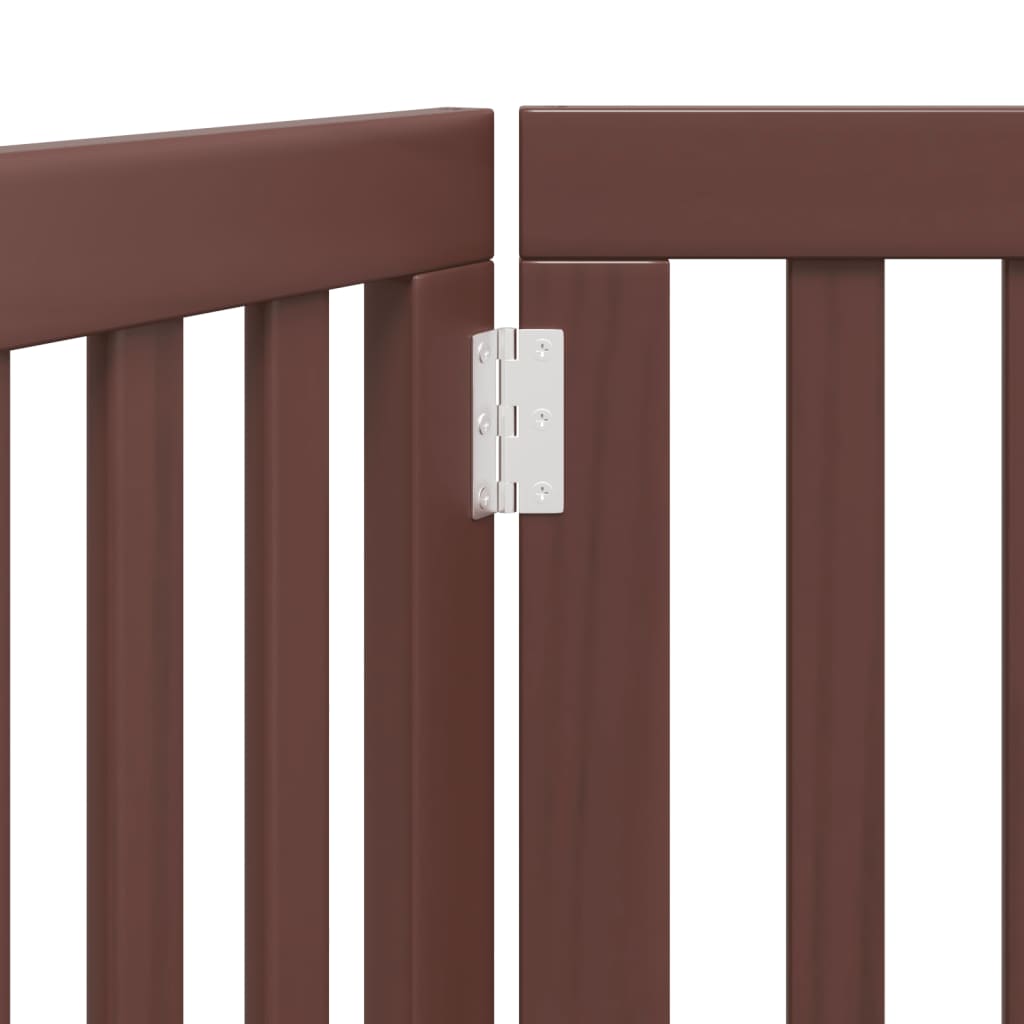 Brána pre psa skladacia 3 panely hnedá 150 cm topoľové drevo