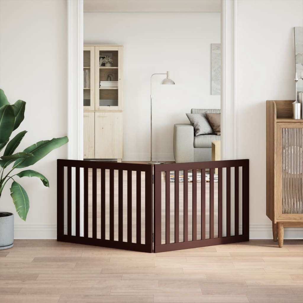 Brána pre psa skladacia 2 panely hnedá 160 cm topoľové drevo
