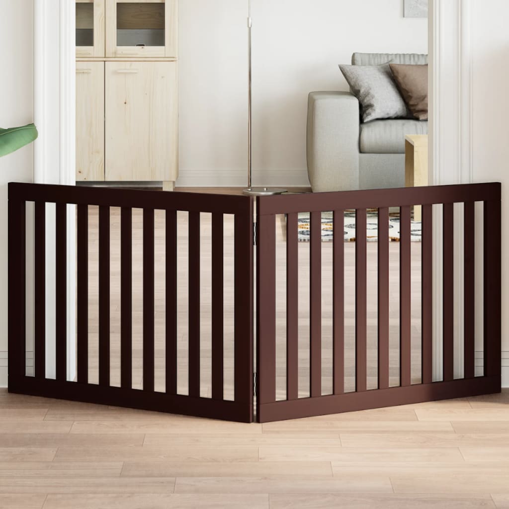 Brána pre psa skladacia 2 panely hnedá 160 cm topoľové drevo