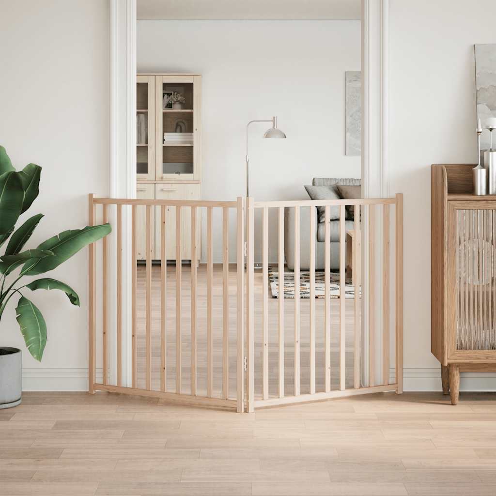 Brána pre psa skladacia 2 panely 160 cm masívne jedľové drevo