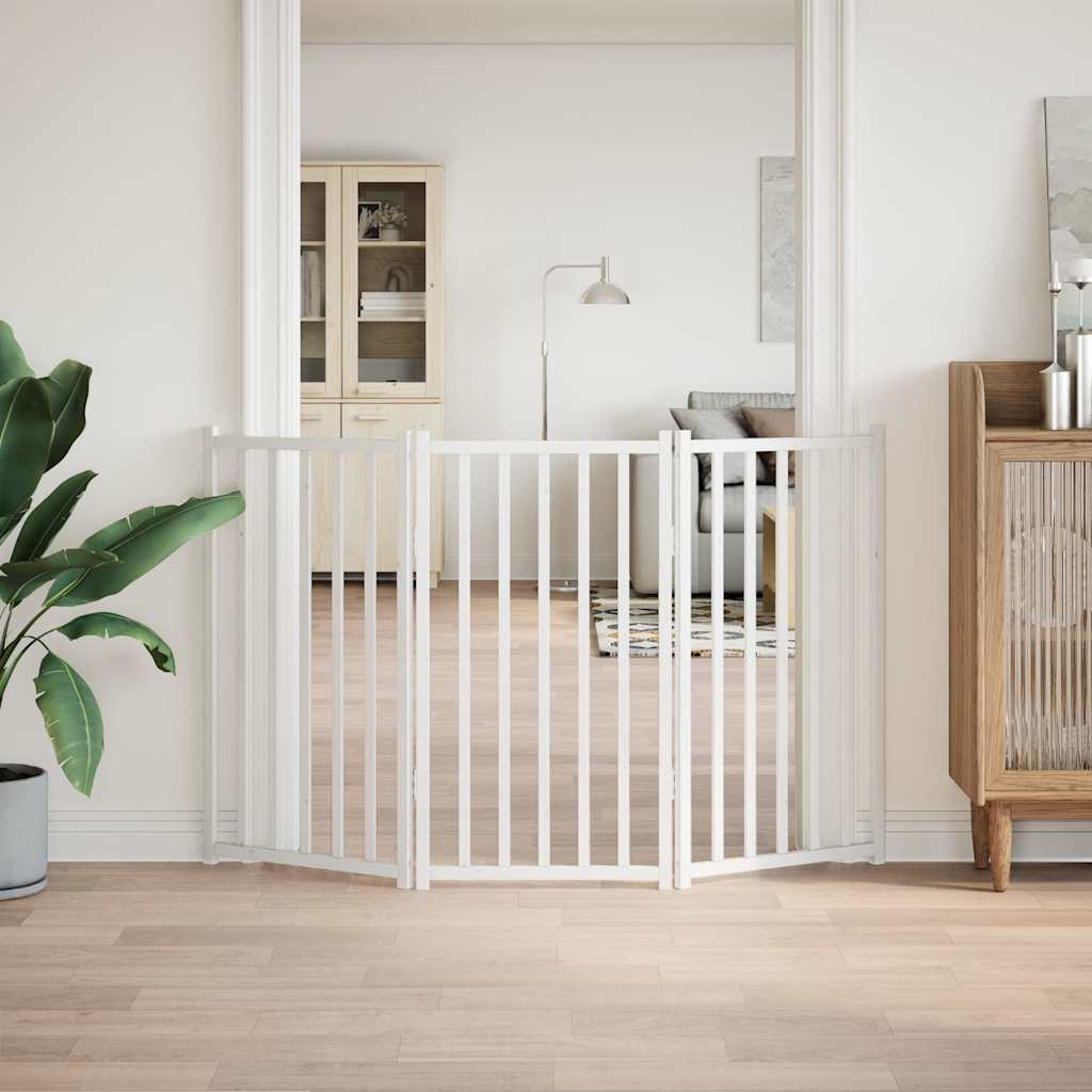 Brána pre psa skladacia 3 panely 150 cm masívne jedľové drevo
