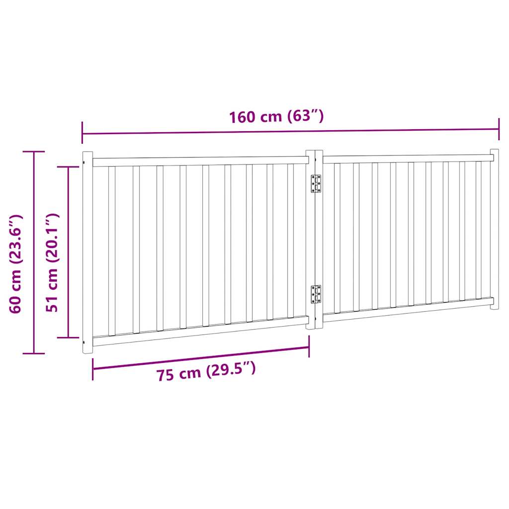 Brána pre psa skladacia 2 panely 160 cm masívne jedľové drevo