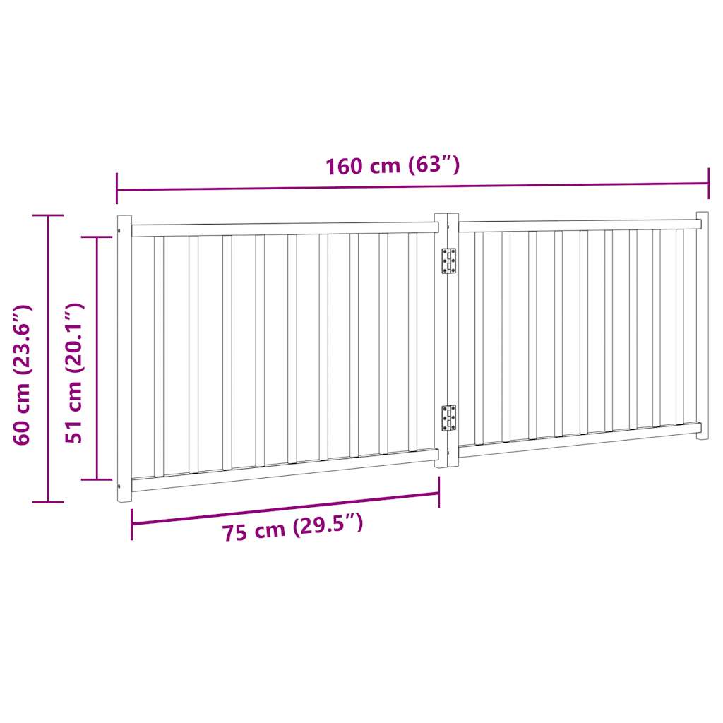 Brána pre psa skladacia 2 panely 160 cm masívne jedľové drevo