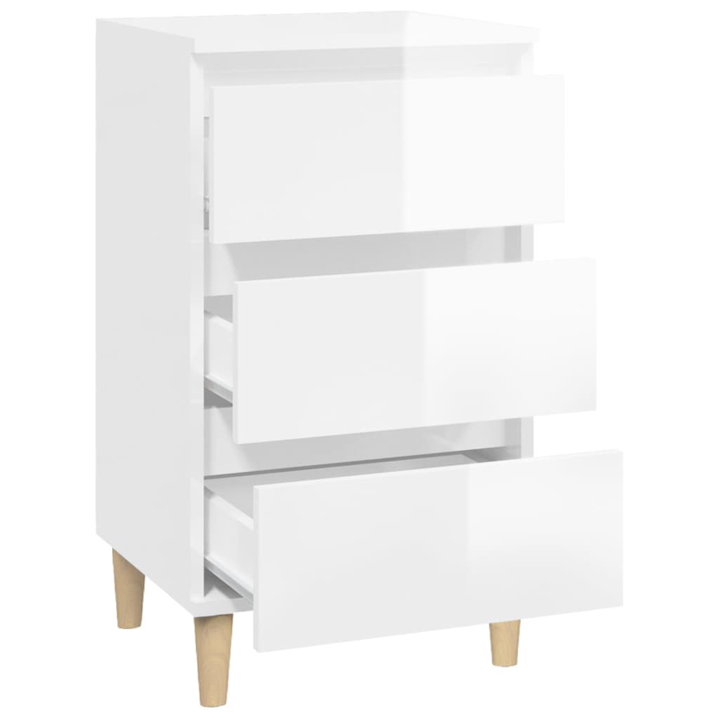 Nočný stolík vysoký lesk biely 40x35x70 cm spracované drevo