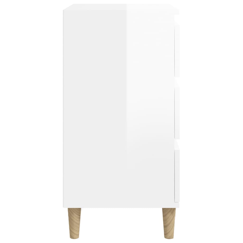 Nočný stolík vysoký lesk biely 40x35x70 cm spracované drevo