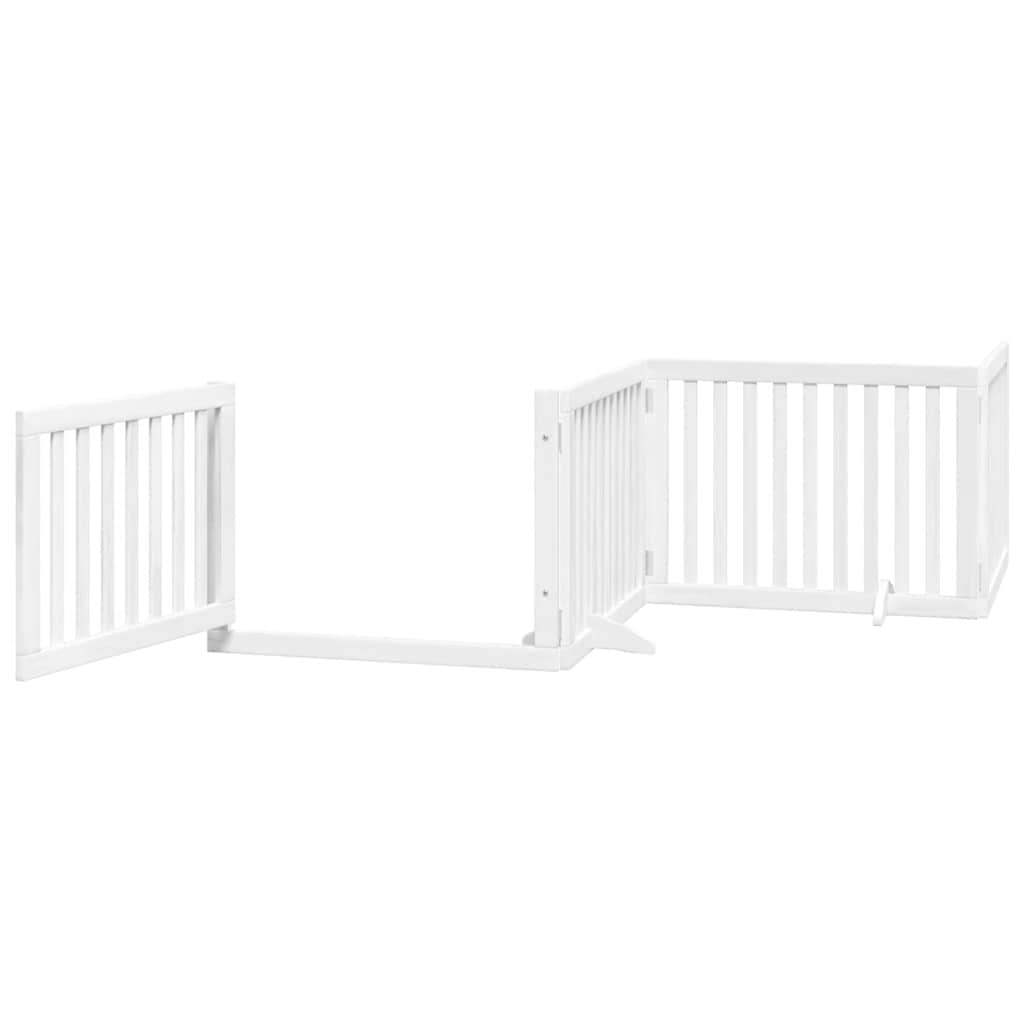 Brána pre psa s dverami sklad. 8pan. biela 640cm topoľové drevo