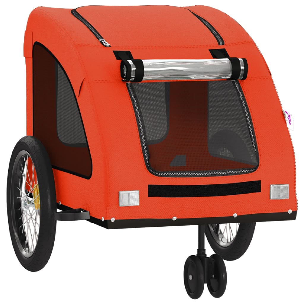 Cyklovozík pre zvieratá, oranžovo sivý, oxfordská látka, železo