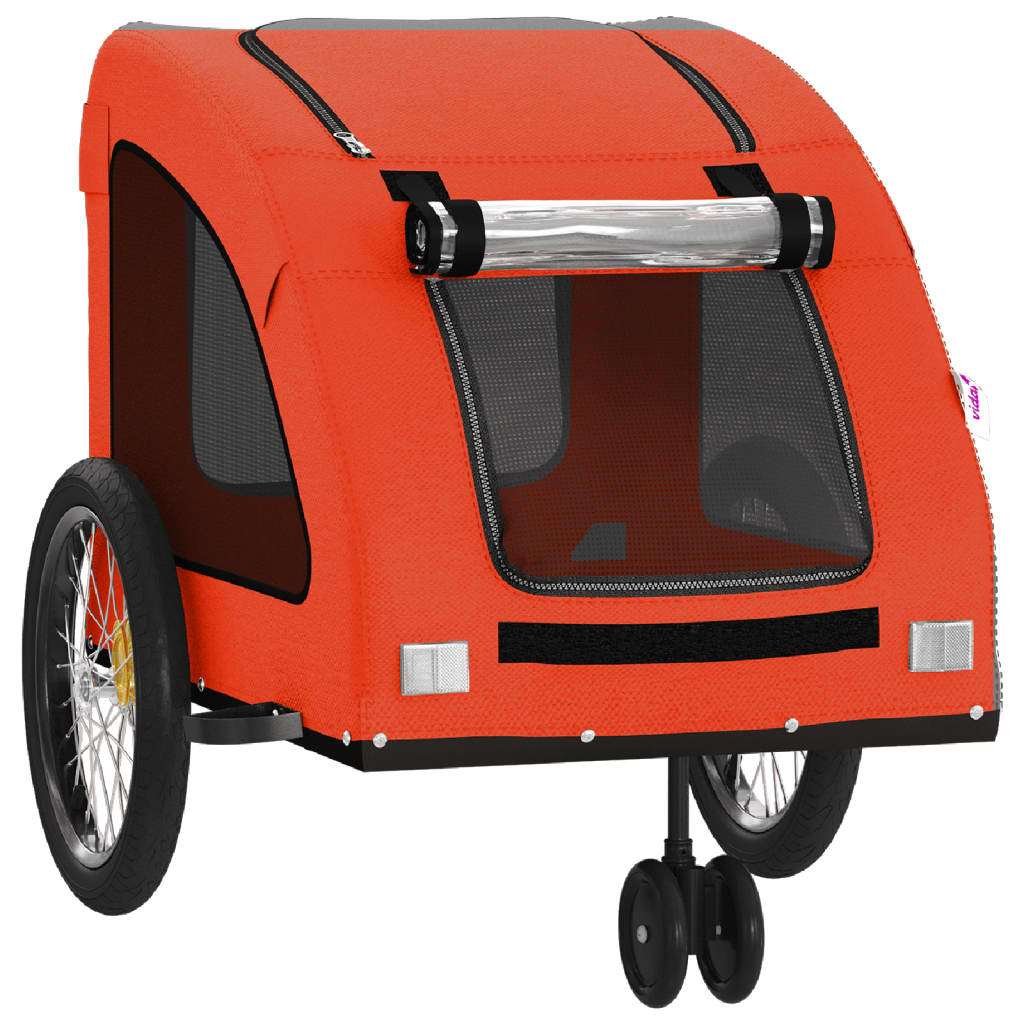 Cyklovozík pre zvieratá, oranžovo sivý, oxfordská látka, železo