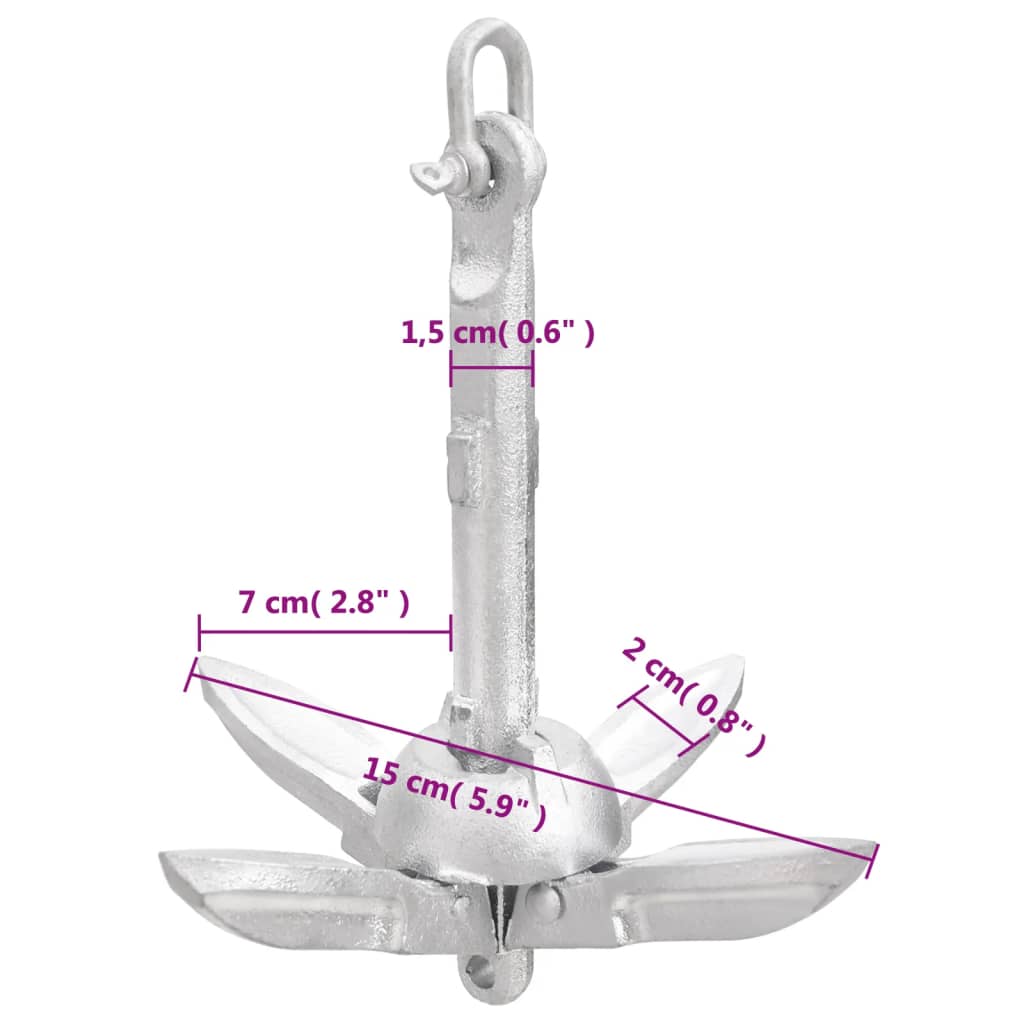 Skladacia kotva strieborná 0,7 kg žiarovo pozinkovaná liatina
