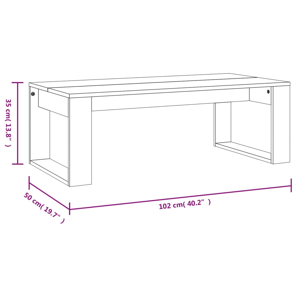 Konferenčný stolík betónový sivý 102x50x35 cm kompozitné drevo
