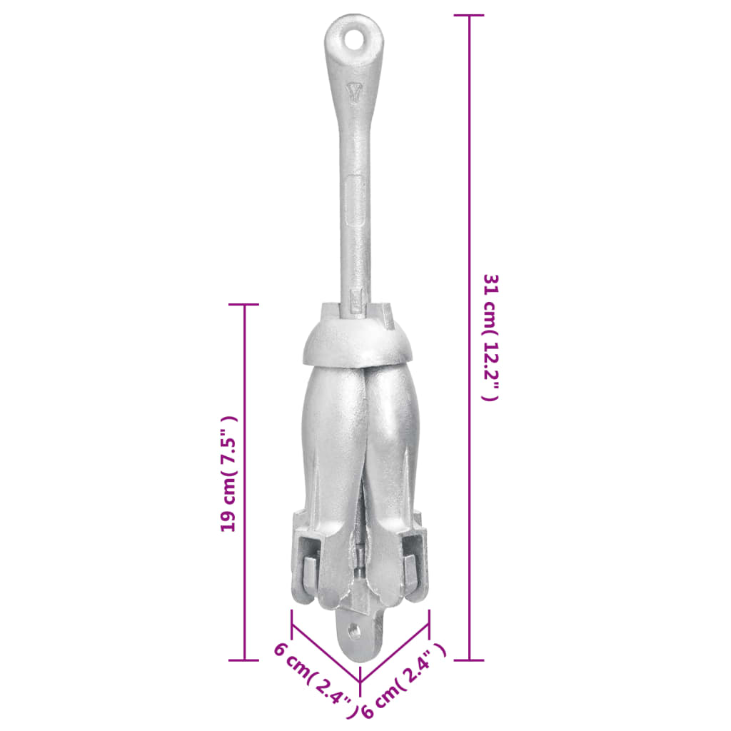 Skladacia kotva strieborná 1,5 kg kujné železo