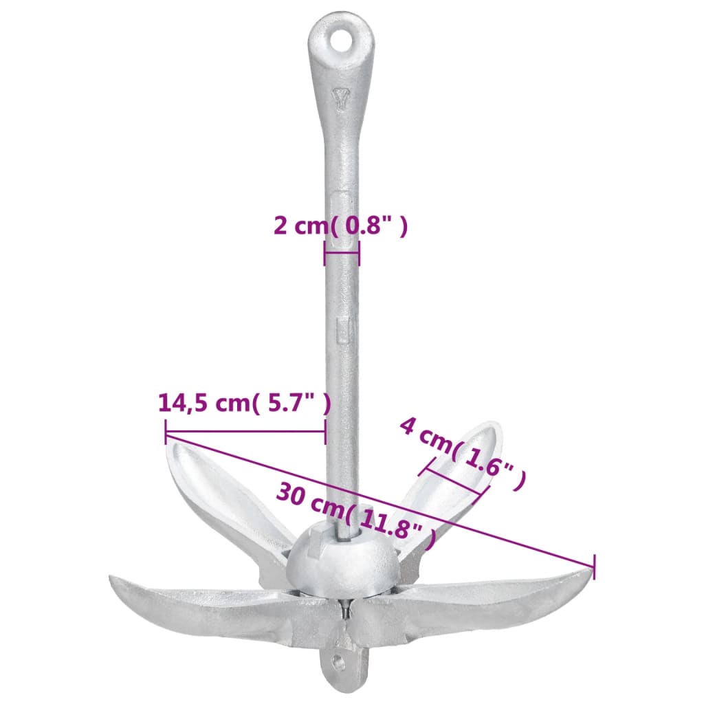 Skladacia kotva strieborná 2,5 kg kujné železo