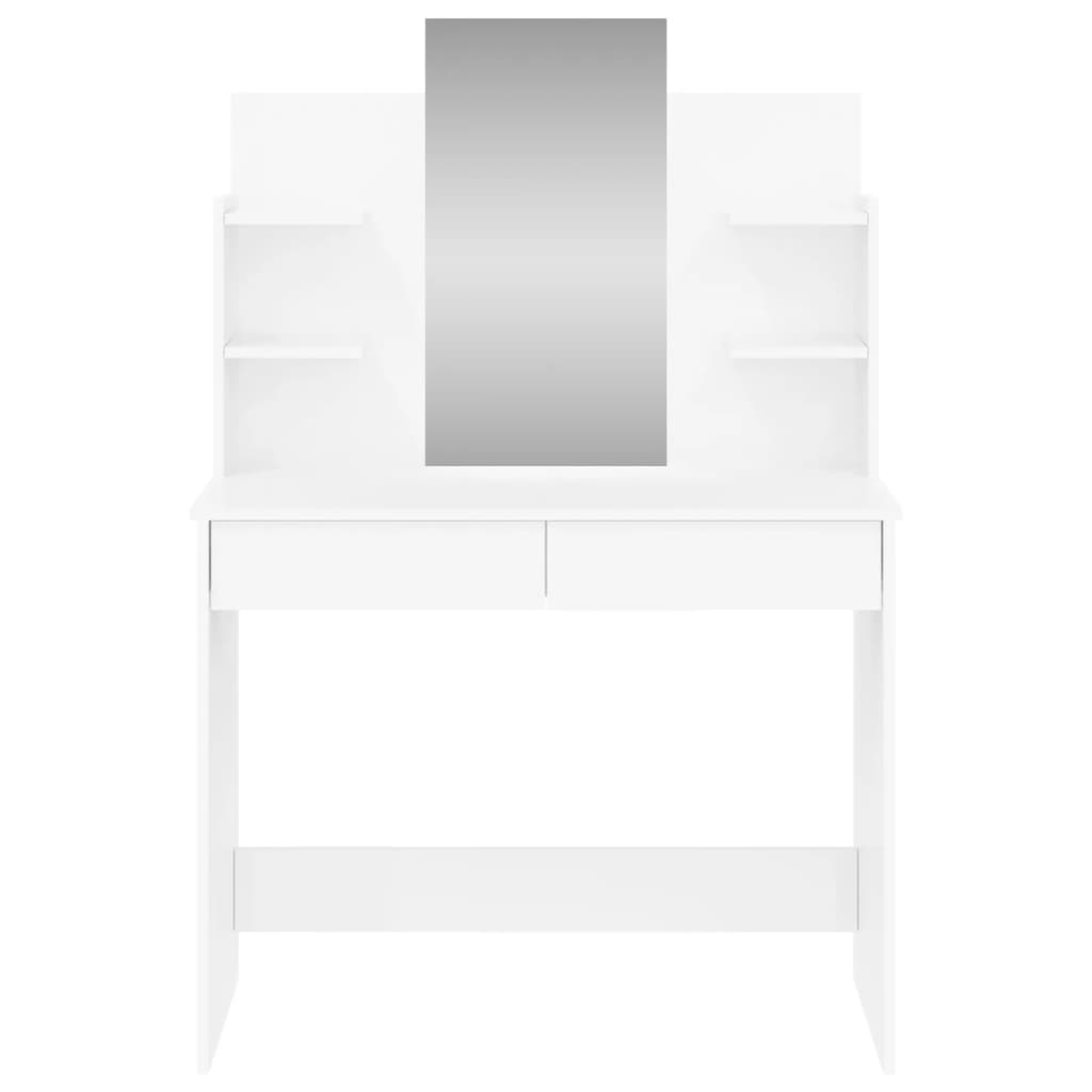 Toaletný stolík so zrkadlom lesklý biely 96x39x142 cm