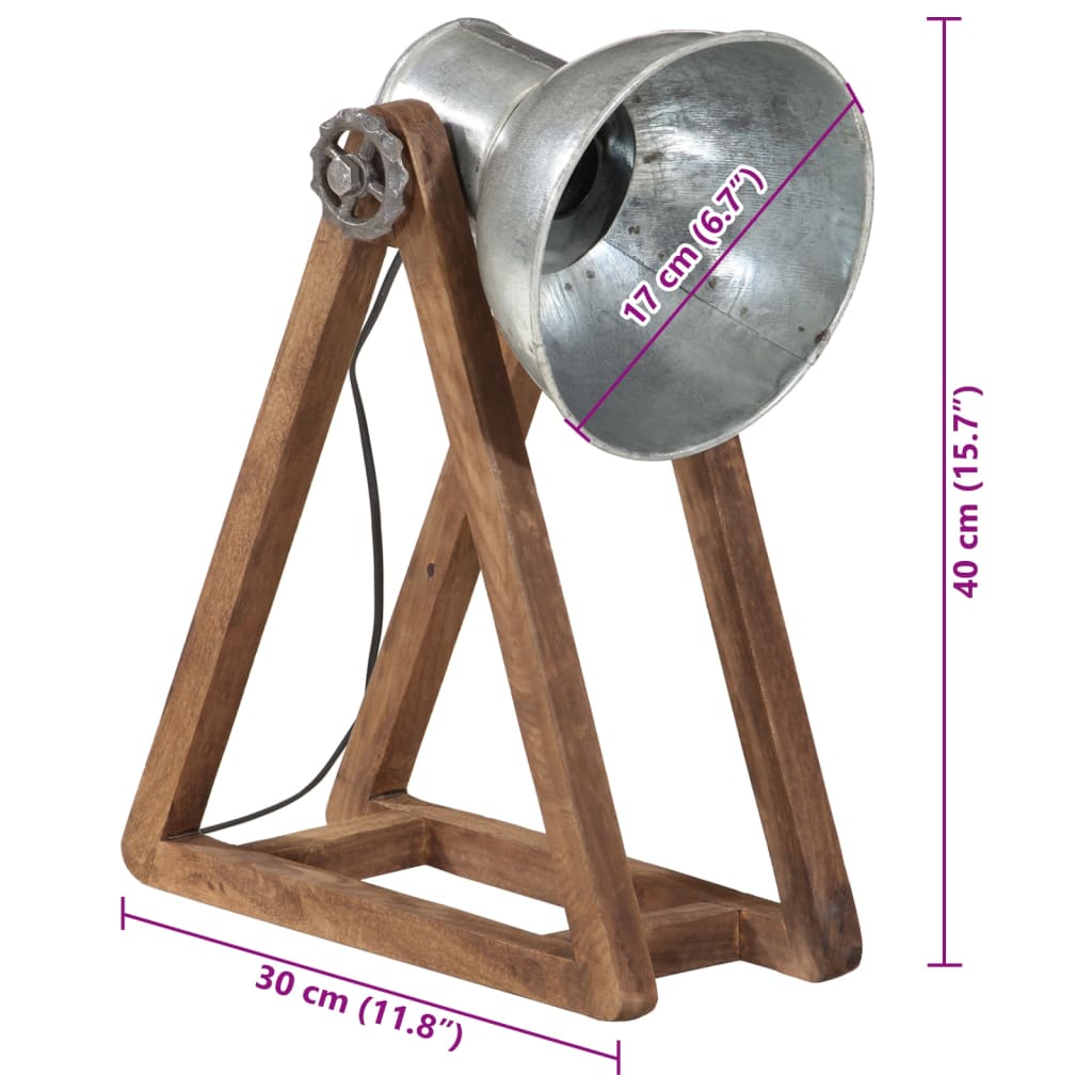 Stolová lampa 25 W starožitná strieborná 30x17x40cm E27