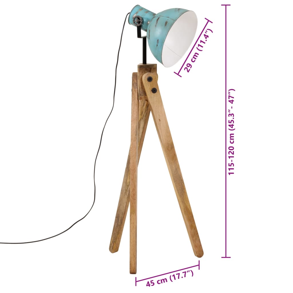 Podlahová lampa 25 W šmuhovaná modrá 45x45x120 cm E27