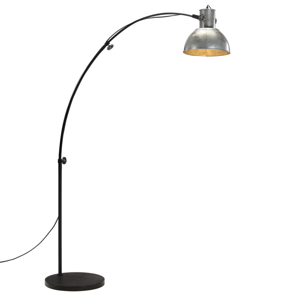 Podlahová lampa 25 W starožitná strieborná 150 cm E27