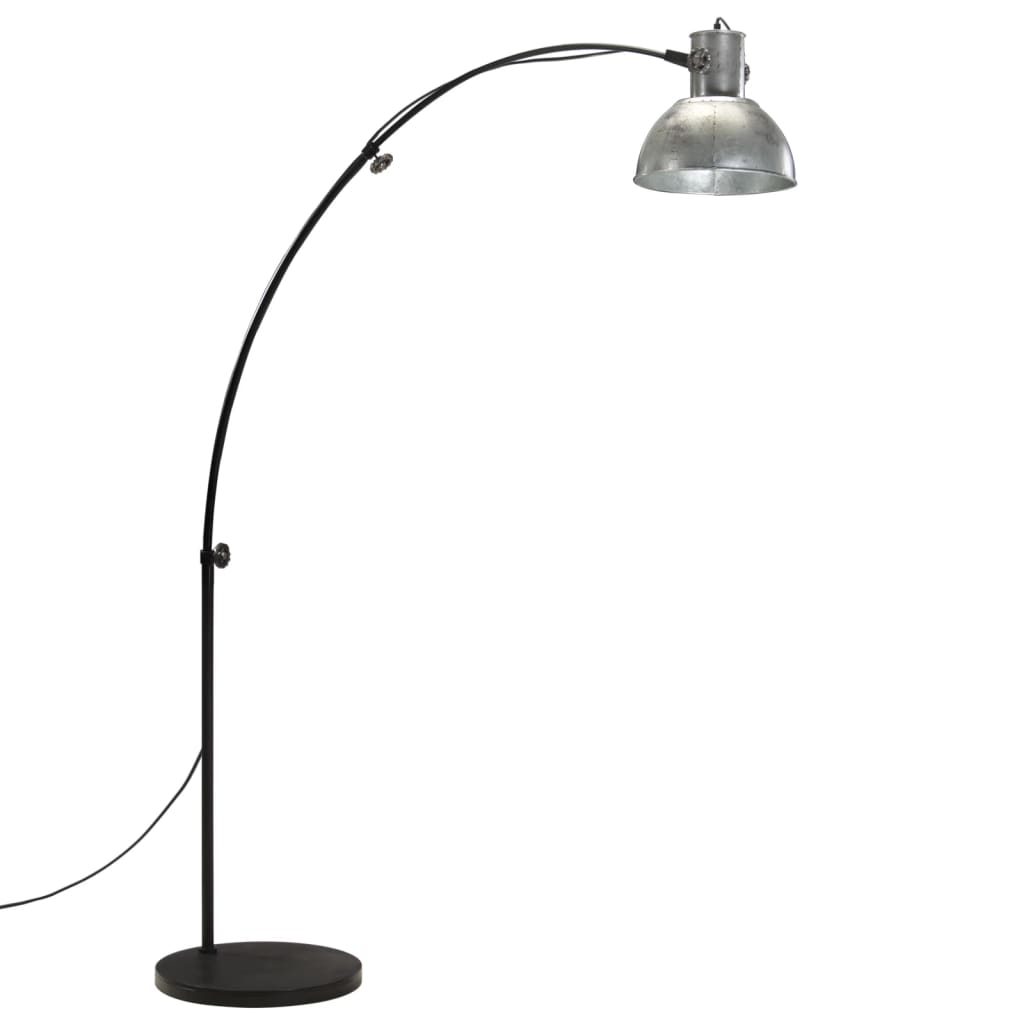 Podlahová lampa 25 W starožitná strieborná 150 cm E27