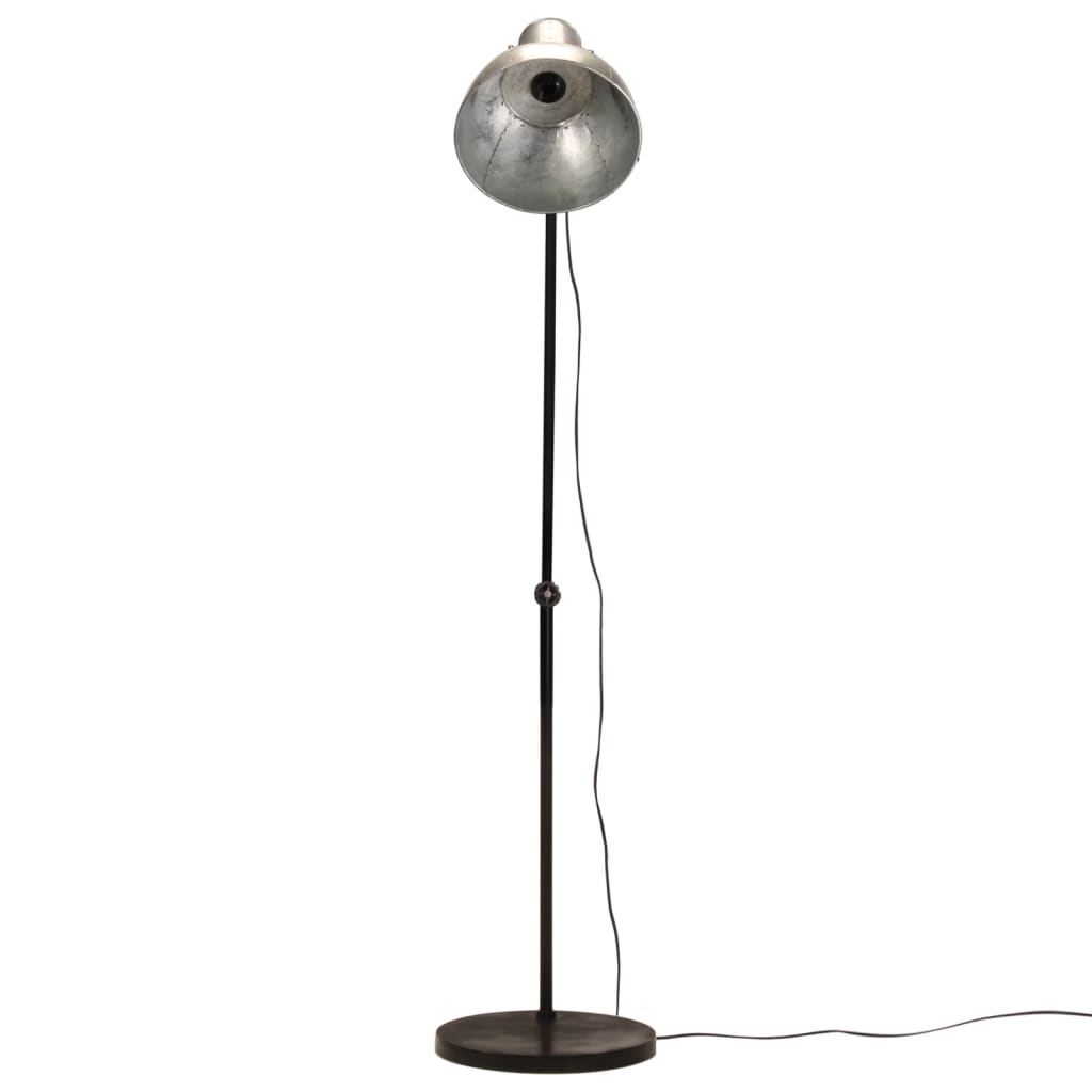 Podlahová lampa 25 W starožitná strieborná 150 cm E27