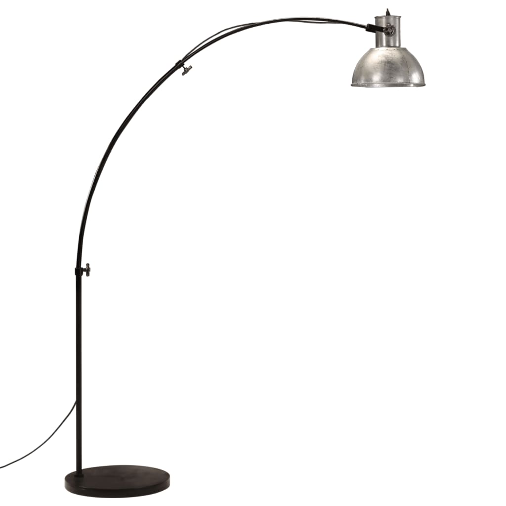 Podlahová lampa 25 W starožitná strieborná 150 cm E27