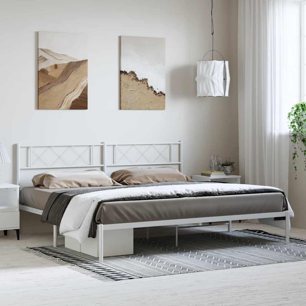 Kovový rám postele s čelom biely 183x213 cm