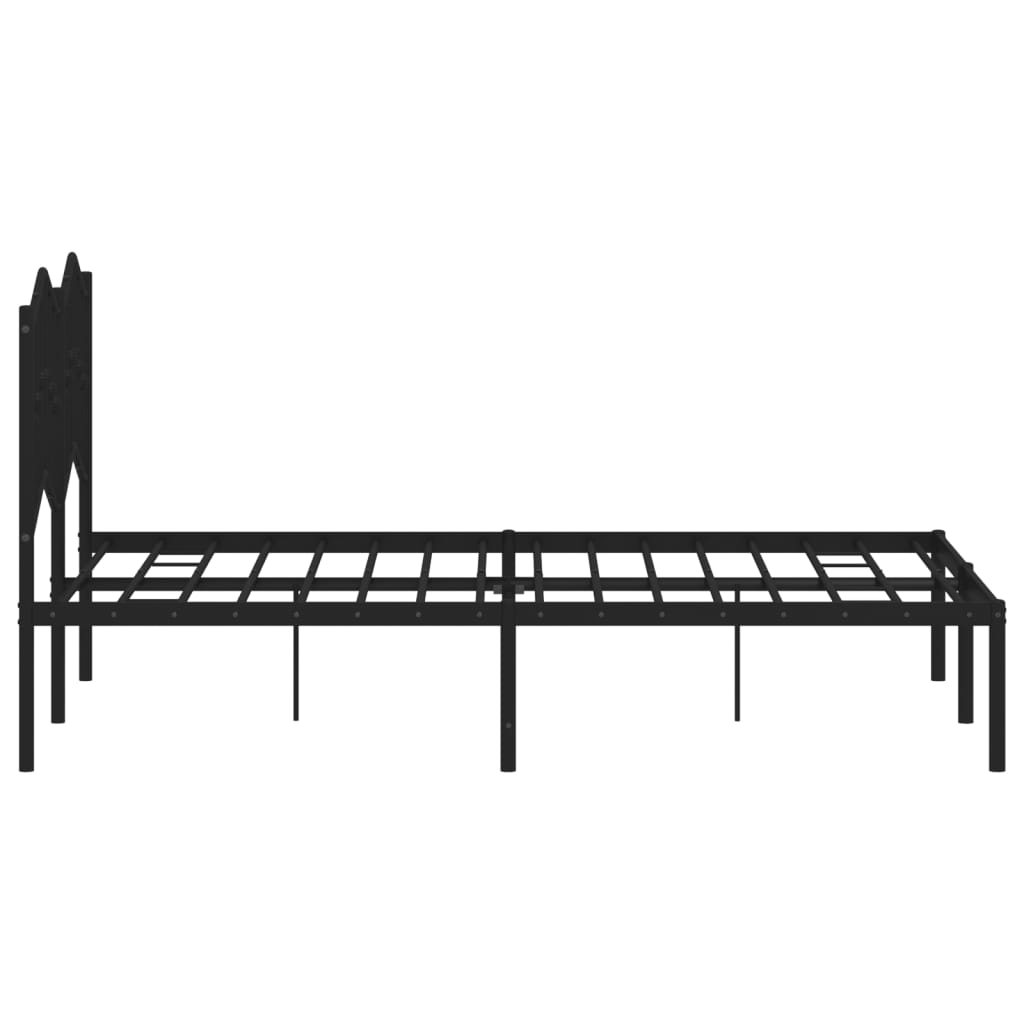 Kovový rám postele s čelom čierny 120x200 cm
