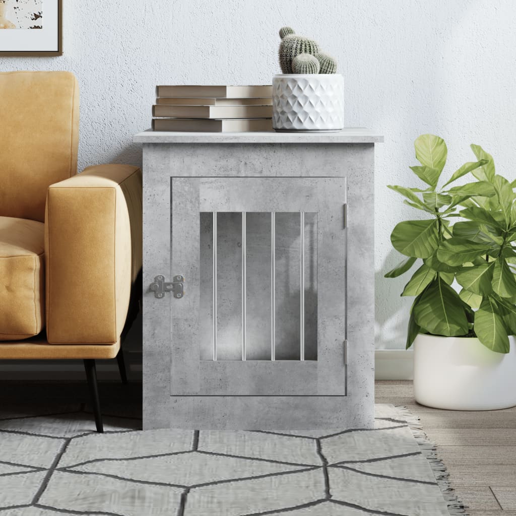 Nábytková prepravka pre psa betónovo sivá 55x75x65cm komp.drevo