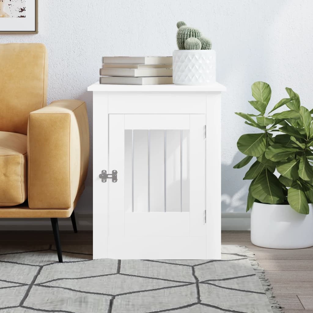 Nábytková prepravka pre psa biela 55x80x68 cm kompozitné drevo