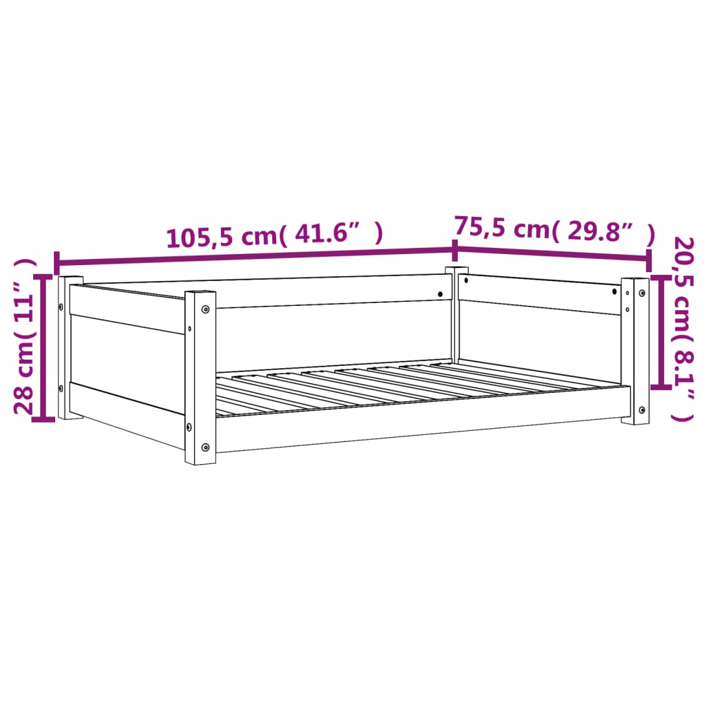 Pelech pre psa voskovohnedý 105,5x75,5x28 cm masívna borovica
