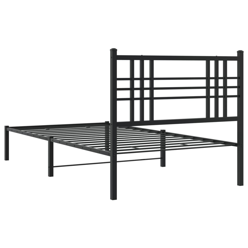 Kovový rám postele s čelom čierny 90x200 cm