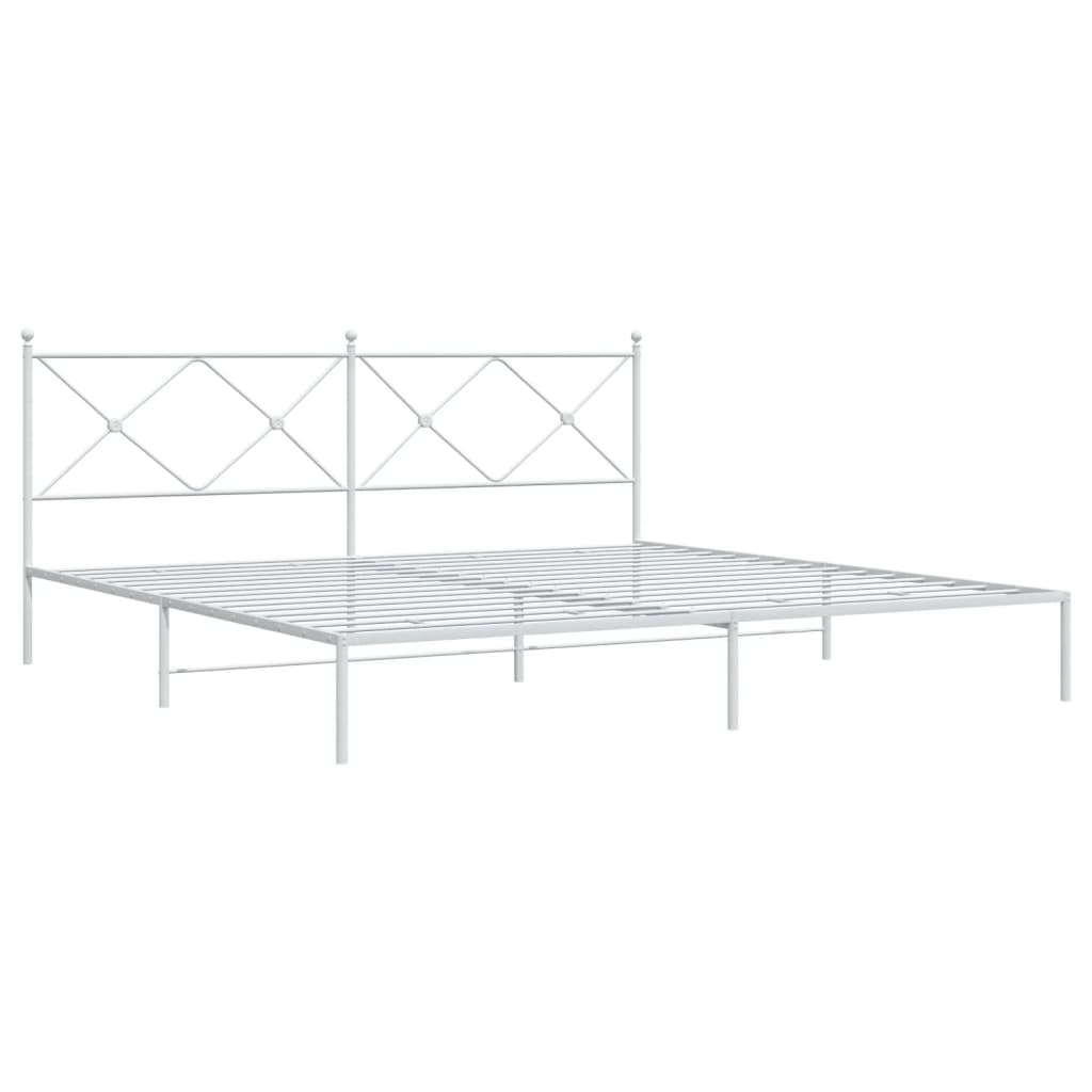 Kovový rám postele s čelom biely 200x200 cm