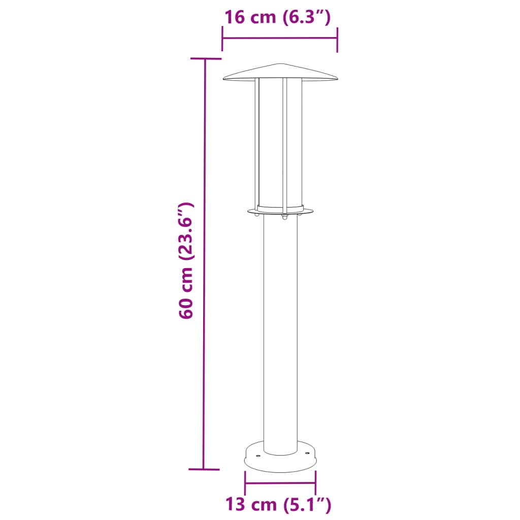 Vonkajšia stojaca lampa čierna 60 cm nehrdzavejúca oceľ